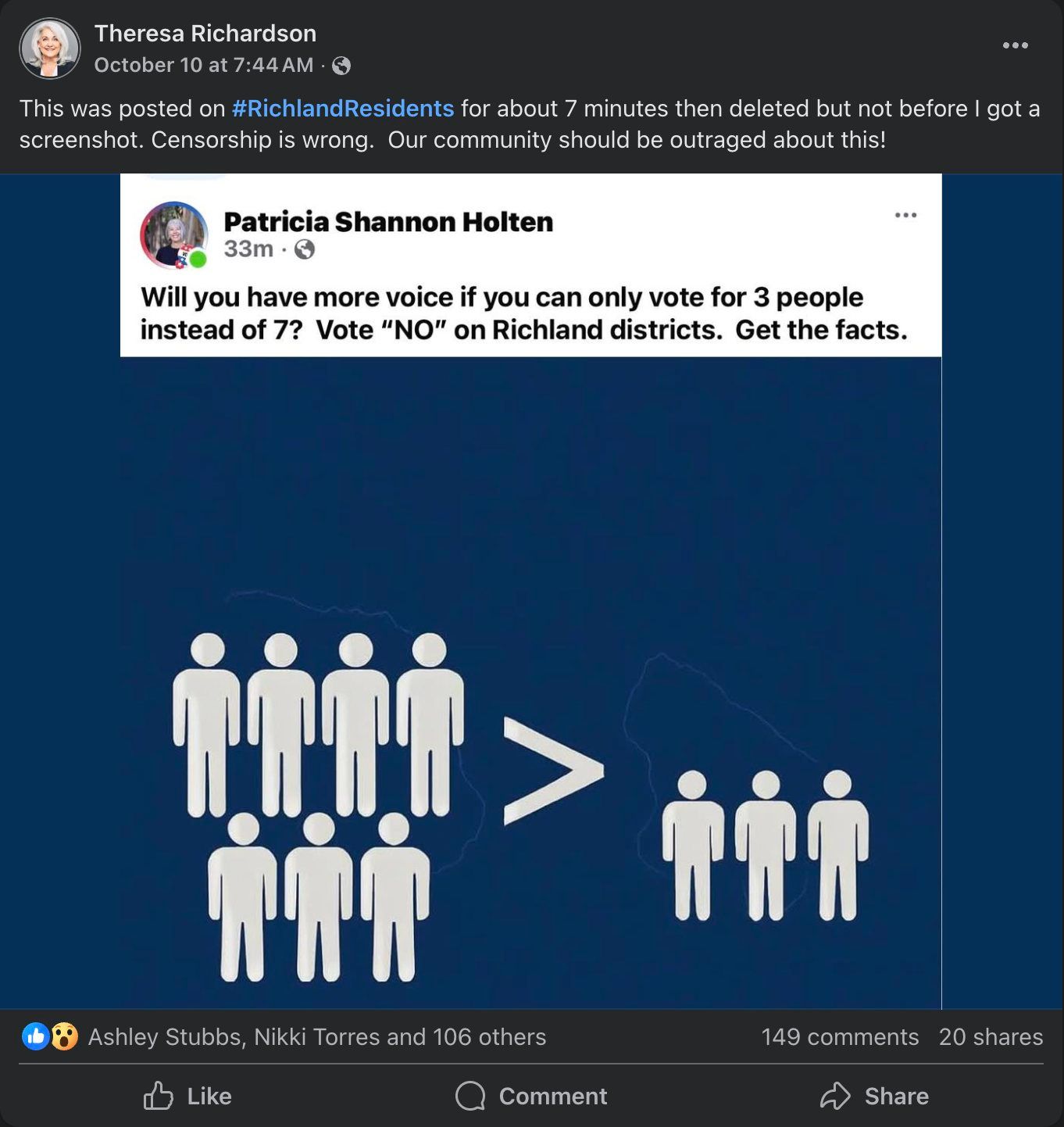 Theresa Richardson's share of Holten's post